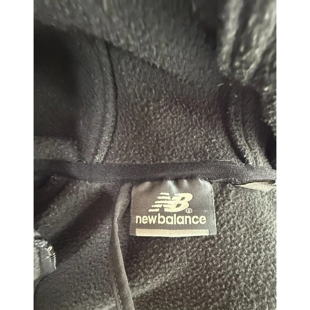 New Balance Womens Black Full Zip Fleece Hoodie Holographic Logo XLarge